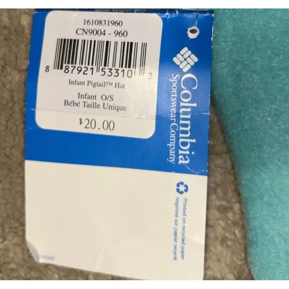 New Columbia Infant Pigtail Hat Infant One Size‎ Purple/Blue Winter Fleece Cap